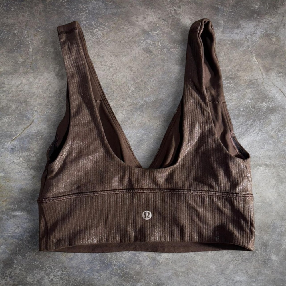 Lululemon Brown Ribbed Longline Sports Bra Women's Small S‎